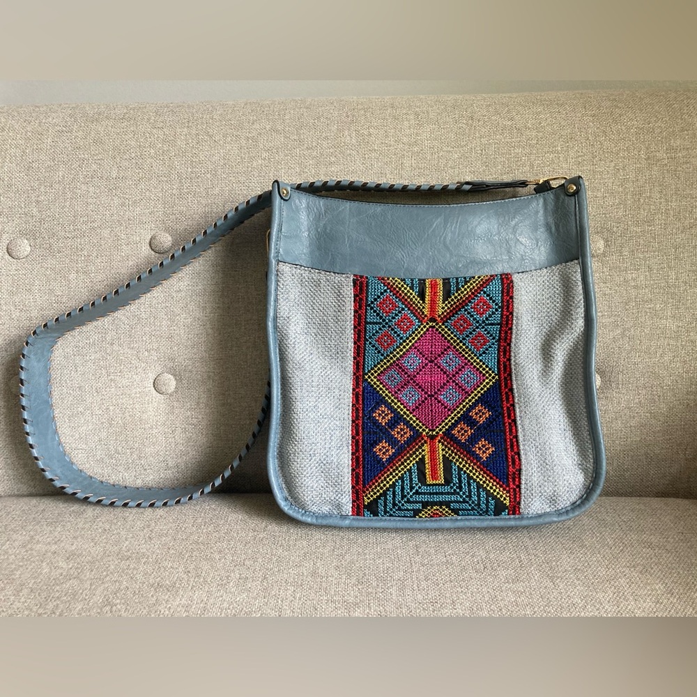 Vegan leather Jen & Co blue crossbody bag